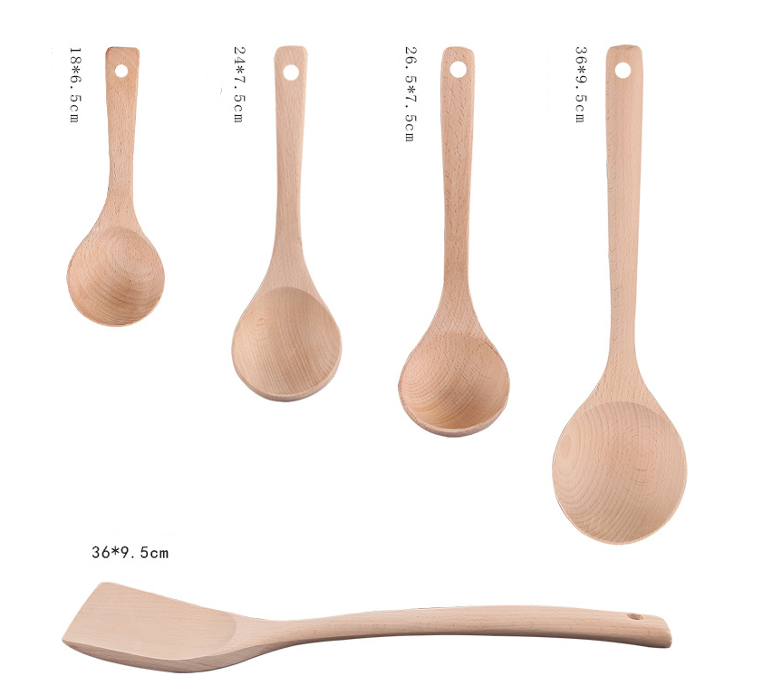 Unpainted wooden shovel wooden spoon non-stick special shredder long handle spoon